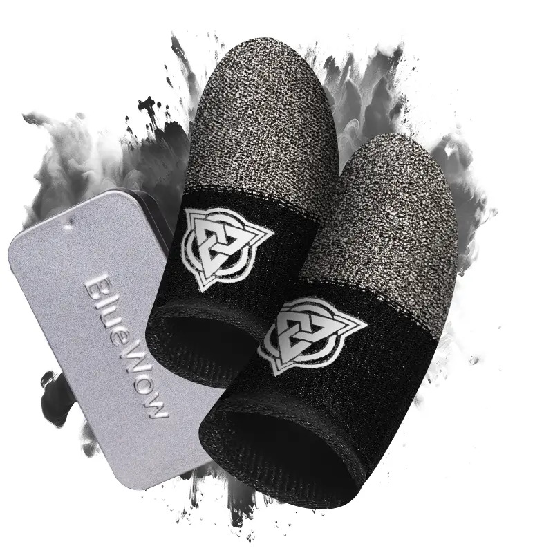 BlueWow SilverFiber Mobile Gaming Finger Sleeves (12 Count) - 0.3mm Ultra-Soft Thin Fabric, High Sensitivity, Sweat-Proof, Grip-Enhanced, Stretchy, Hygienic Individual Sealed Bags, Compact Portable Touchmade Gaming & Smartphone Accessories