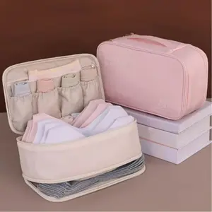 Double Layer Lingerie Organizer, 1 Count Nylon Underwear Storage Box, Hand Washable Storage Box for Bra & Panties & Socks, Home Organizer, Womenswear