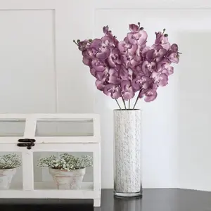 6 Pack White Orchid Artificial Flowers,26.7" Artificial Phalaenopsis Flowers Stem Plants for Home Décor Decor Decorative Bouquet Ornaments