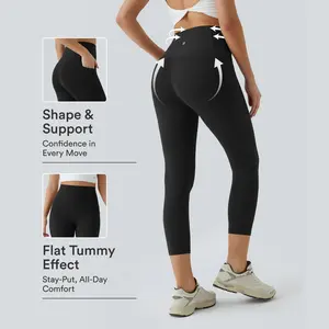 Halara UltraSculpt High Waisted Tummy Control Pocket Shaping Training Capri Leggings