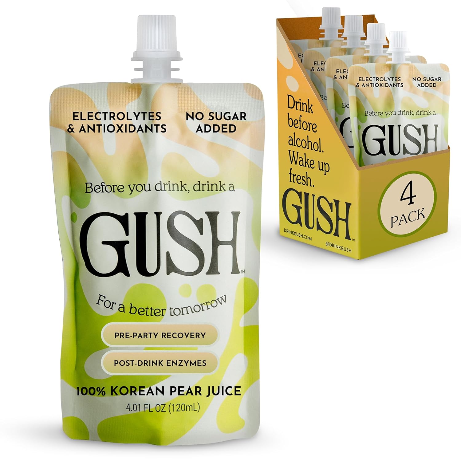 GUSH Korean Pear Juice 4-Pack - Refreshing Pre-Alcohol Drink for Better Mornings