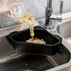 1pc Sink Triangle Drain Basket, Stainless Steel Fruit Skin Garbage Box, Sponge Rag Storage Basket, Sink Drain Filter Rack, Kitchen Accessories