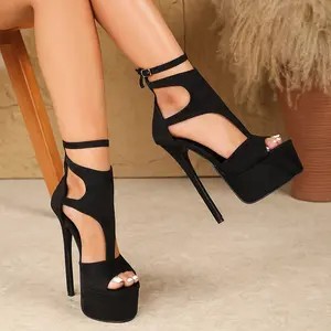 Women'S Elegant Open Toe Stiletto Sandals, European/Style, Solid Color, Ankle Strap, Zipper Closure, All-Season, Faux Leather Lining, Rubber Sole, Ultrahigh Heel - Fashion Club Shoes