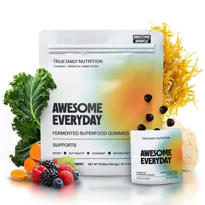 Awesome Aminos - Awesome Everyday 28 Pack - Fermented Superfood Gummies for Men & Women, Multivitamin With All 9 Essential Amino Acids, Prebiotics, Organic Fruits & Vegetables, Over 20 Vitamins and Minerals