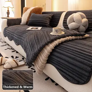 1 PC Solid-color Sofa Cover, Sofa Covers, Soft Skin-friendly Plush Sofa Slipcover, Dustproof Sofa Cover, Non-slip, Scratch-resistant, Stain-resistant, Pet-friendly Sofa Protector, Suitable for 1/2/3/4-seater Sofas, All-season Sofa Cover