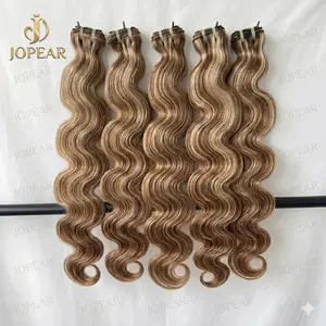 JOPEAR【Premium Upgraded】30 34 Inch Highlight Ombre Brown Human Hair Bundles Body Wave Bundles Blonde Brazilian Unprocessed Hair Double Weft Extensions #Summer