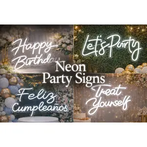 LED Neon Party Signs – Happy Birthday, Let’s Party & More LED Neon Party Signs – Happy Birthday, Let’s Party & More