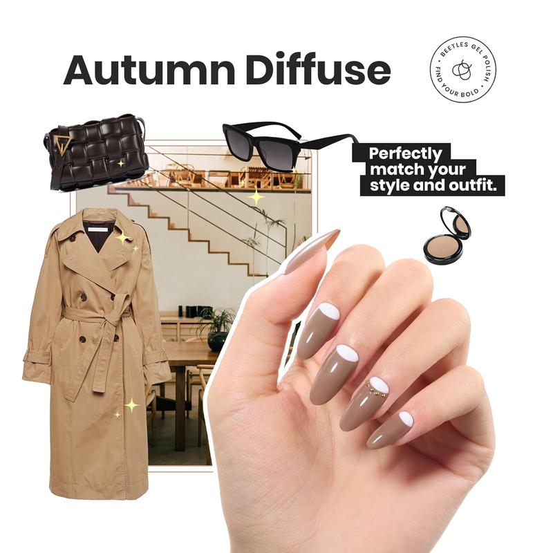 Beetles Brown Color Nail Polish Set,No UV lamp needed,Long Lasting & Quick Dry,Clear for Women,Nails Art,Nails at home,Manicure Beauty Products Pigment Translucent Salon Daily Gift Cutics Cosmetic #TikTokShopBacktoSchool