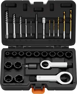 YEKEPRO 28PCS Bolt Extractor Set Impact Nut Bolt Removal Drill Kit Cr-Mo Steel 5-Piece Spiral Extractors 13-Piece Nut Remover for Broken Bolts & Screws