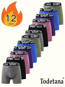 12 Pack Men's Boxer Briefs, Breathable Soft Underwear, Moisture-Wicking Comfort Fit, Multi-Color Stretch Shorts with Functional Fly, Everyday Wear, Gym, Running, All Season Essentials Gift for Men