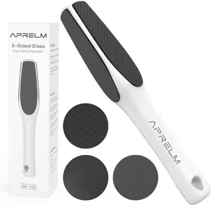 APRELM Aprelm-H3 Professional 3-Sided Glass Foot Callus Remover 3-In-1 Coarse Medium Fine Foot File Pedicure Tools for Feet Hard Skin Smoothing Polishing White AE-H3 Manicure Nail Care