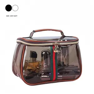 New Retro Vintage Vanity Bag, Ladies Large Capacity Makeup Organizer, Makeup Bags Large Capacity Waterproof Transparent Toiletry Bag [Brown]