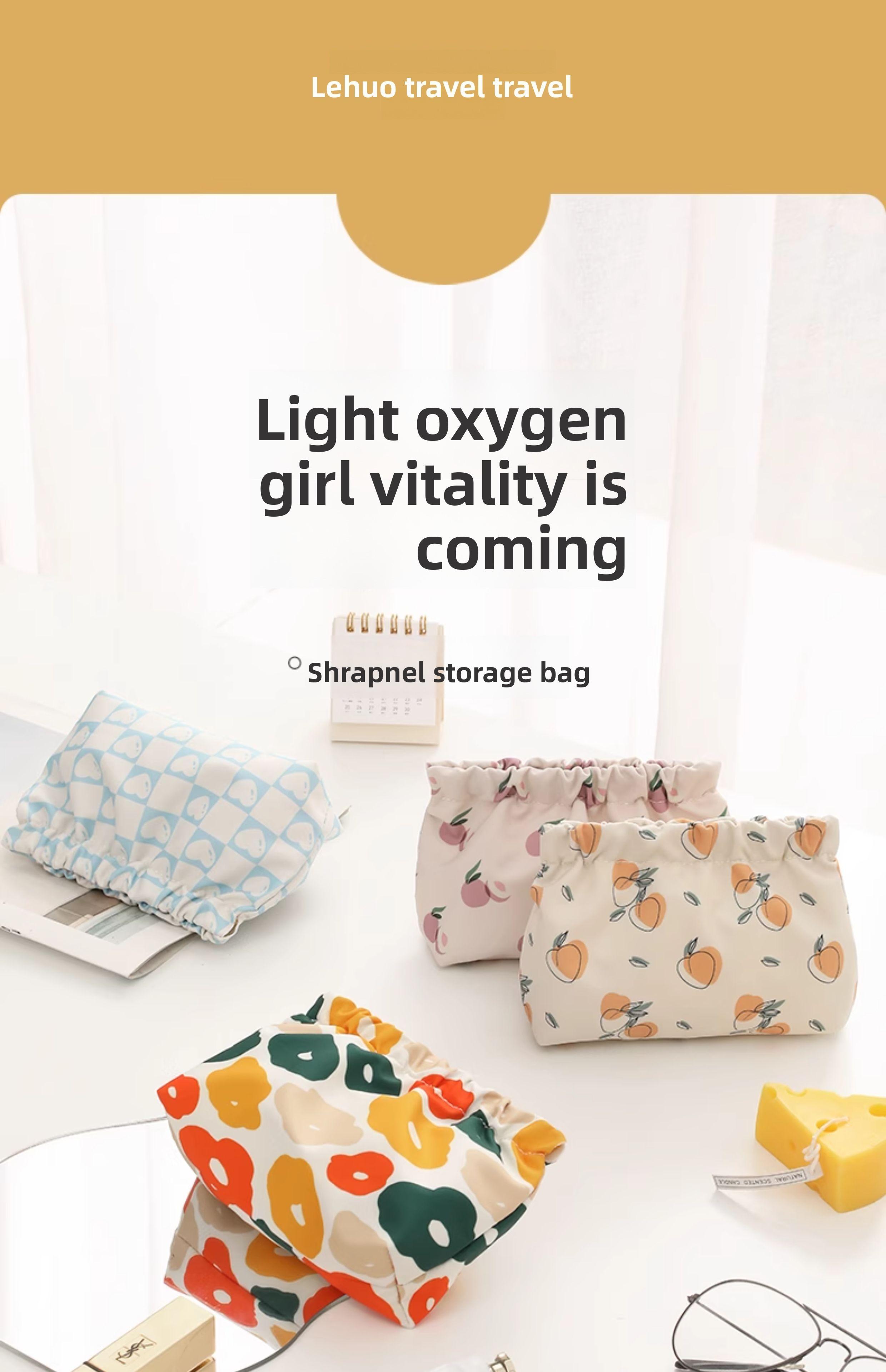 Self-Closing Waterproof Makeup Bag - Shrapnel Storage Bag for Girls with VITALITY Design