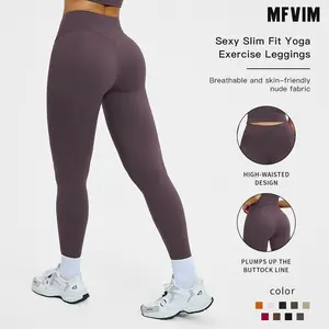 MFVIM Women’s High-Waisted Body Sculpt Sports Leggings - High Elastic Activewear, Solid-Color Stretch Skinny Sporty Joggers for Yoga, Gym Use