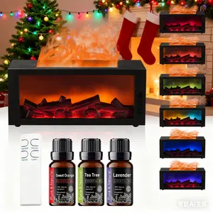 Upgraded Fireplace Diffuser 7-Color LED Flame Effect 300ml Large Capacity Remote Timer for Relaxing Aromatherapy in Home Bedroom or Office with Essential Oils Humidifier Scent funny christmas party game garland wreath gift patella  bands little helper sno