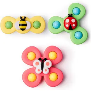 001-XLL Strong Suction Cup Fidget Rotating Sensory Bath Toys for Baby 12 18 Months Airplane Car Travel Table & Window Toys for 1 2 Years Old Toddler Boys and Girls (Insect-1)