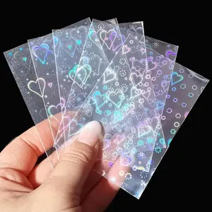 50pcs/pack Heart Pattern Photocard Sleeve, Laser Card Sleeve, Clear Laser Card Protectors for Kpop PC & Trading Cards