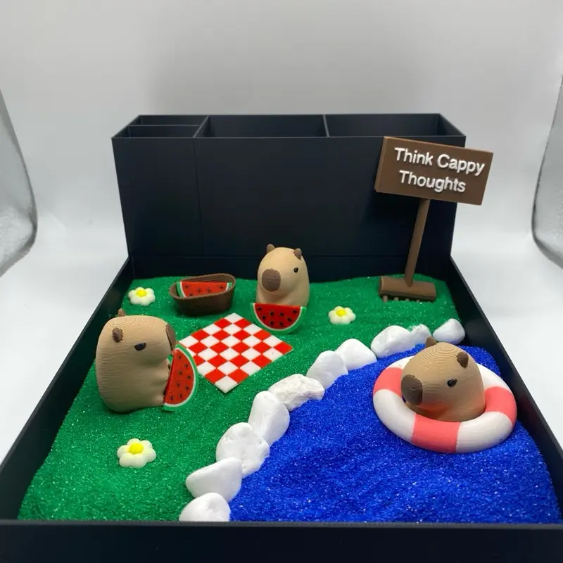 Capybara Zen Garden, Mini Desk Decor, Sensory Calming Sand Garden for Desk, Stress Relief, Office Decor, Cubicle Decor