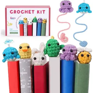 Crochet Kit for Beginners, Crochet Bookmark Kit with Step-by-Step Video Tutorials, Crochet Starter Kits for Beginners Decoration Readers Book Lovers, Animal Bookmarks (40%+ Yarn)