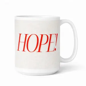 Hope mug with red lettering