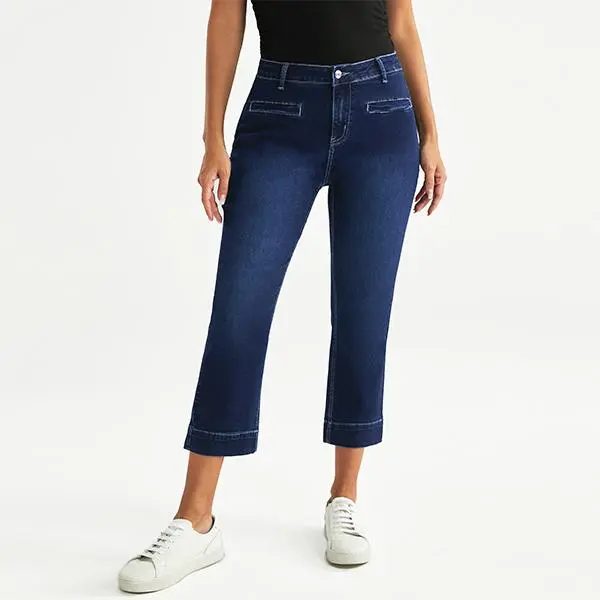 Luvamia Capri Jeans for Women High Waisted Slim Straight Stretchy Denim Capris Pants with Welt Pockets Casual Cropped Jeans Basic Bottom Minimalist