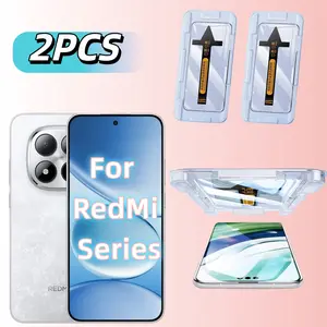 2-Pack HD Tempered Glass Screen Protector for Redmi Note 13 Pro+/14 Pro/14 Pro+/15/15 Pro+, Ultra-Sensitive Fingerprint Unlock, Easy Install
