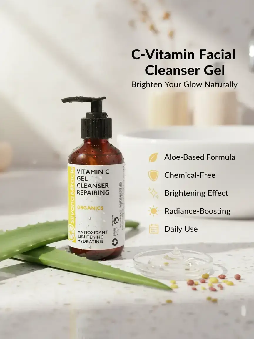 Brightening Vitamin C Facial Wash Gel - Hydrating Daily Cleanser for Uneven Skin Tone, a Gentle Moisturizer for Soft, Radiant Skin