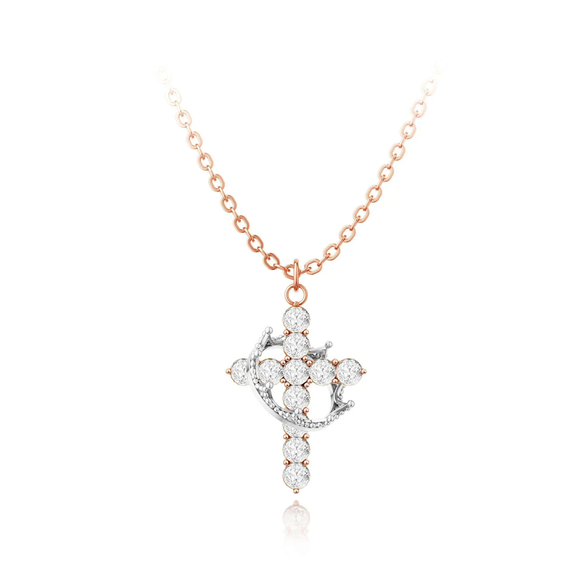 Loyalove Best Gift For Mother' s Day Colorblocked Crown Cross Necklace Pendant Choker Necklace for Women & Men & Girls Pretty Crown Cross Necklace For Daily Party Clothing Decor Trendy All-match & Exquisite Jewelry for Gift Fall Outfits Fashion