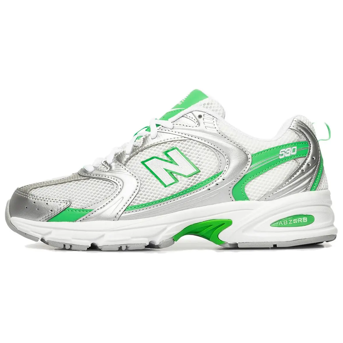 New Balance 530 'Silver Green' Athletic Sneaker Footwear, Nonslip Trainers, Running Shoes, Versatile Sneaker Shoe for Sports & Outdoor Activities, Classic, Casual Wear, Runner, Mesh, Unisex, Breathable, True Size, Cushioned, Lace-Up