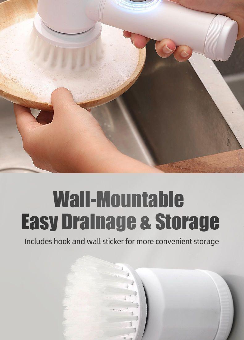 Electric Spin Scrubber,2 Speeds Electric Scrubber for Cleaning with 5 Replaceable Heads for Kitchen, Bathroonn, Bathtub, Tile, and Floor,Power Cleaning Brush Rechargeable Cordless