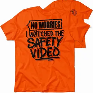 Safety Video Hi Visibility Safety Orange T-Shirt Jersey Men's 30-Day Guarantee Quality Cotton/Poly Blend with  - Menswear, Tshirt Top Streetwear I5N7F