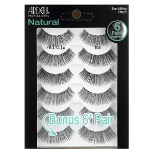 Ardell Eyelashes, Natural, 105, 6 Pairs