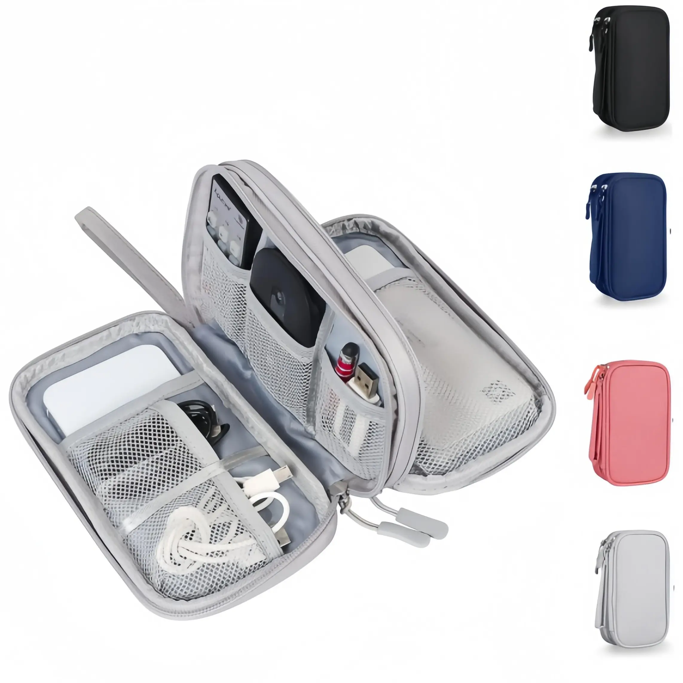 Electronic Organizer Bag, , All-in-One Double Layers Storage Bag for Accessories, Charger, Cable, Waterproof Portable Electronic Organizer Travel Accessories Cable Bag Universal Cord Storage Case