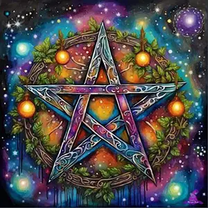 5D DIY Full Drill Round Diamond Painting - Diamond Art Painting Kit Star, Colorful, Universe Mosaic, Canvas - DIY Decorative Painting, Home Wall Decor, Suitable for Halloween and Christmas, Birthday and Anniversary Gifts