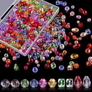 1000pcs Crystal Beads, Glass Beads, Assorted Crystal Beads for Jewelry Making, Rondelle Jewelry Beads with Container Box, Glass Beads Bulk for DIY Necklace Bracelet Earring (4/6/8mm, Mixed Color)