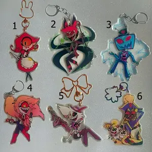Hazbin Hotel Acrylic Epoxy Keychains Keyrings Angel Dust Alastor Vox Husk Niffty Cherri Bomb Sir Pentious