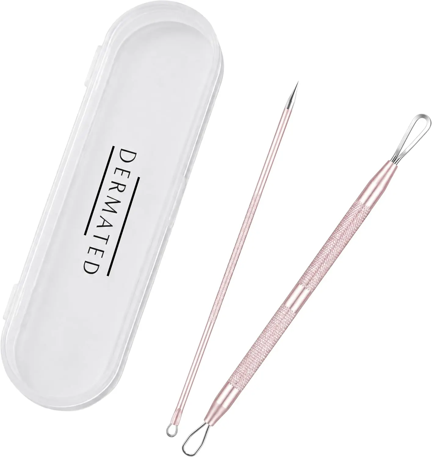 2PCS  Blackhead Remover Tool Kit with Case – Stainless Steel Acne Extractor, Pimple Popper & Comedone Removal Set