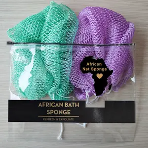 African Net Sponge, Exfoliating Body Scrubber for Bath and Shower, Multiple Textures with Gentle Deep Exfoliating and Rich Lather for All Skins, Exfoliating Net Sponges