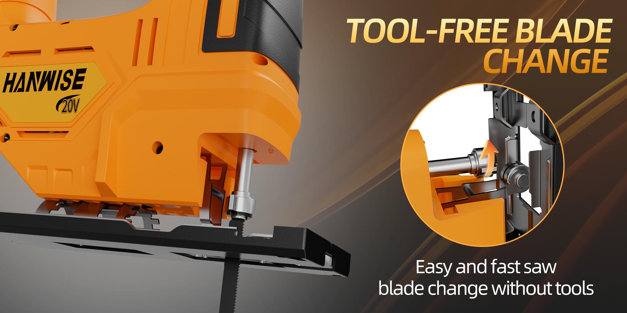 HANWISE brushless curve saw, wireless curve saw tool, 3 adjustable modes (straight/curved/oblique) 0 ° -45 ° oblique angle, sturdy and durable structure, streamlined tool design, perfect gift for men and fathers, construction tool