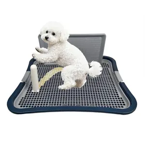 Dog Toilet Dog Potty Pad with Removable Column Anti Splashing Mesh Keep Paw Puppy Training Toilet Pee Holder for Home，Blue