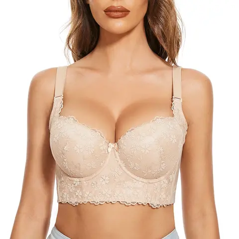 FallSweet Lace Push Up Bras for Women Corset Top Bustier Padded Underwire Bras