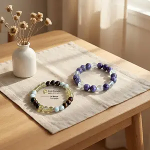 【FREE GIFT】Hcrystyle Bracelet set - Natural Citrine, Howlite, Tiger's eye stone, Chariote & Clear Quartz combination Designed for enhancing positivity and Intellect - Gift for love ones/ friends- birthday/ anniversary gift | 8mm beads 6.5-7.5 inches men