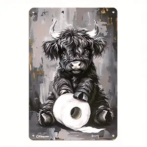 Aluminum Home Decor Highland Cow Wall Art Rustic Bathroom Decor Vintage Western Aluminum Sign 8x12 Inch Country Farmhouse Toilet Paper Holder