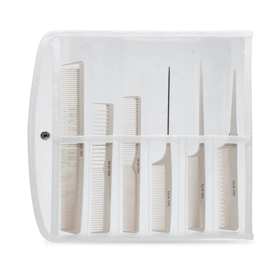Color Edge Carbon Comb Set | 6-Piece Comb Set for Styling
