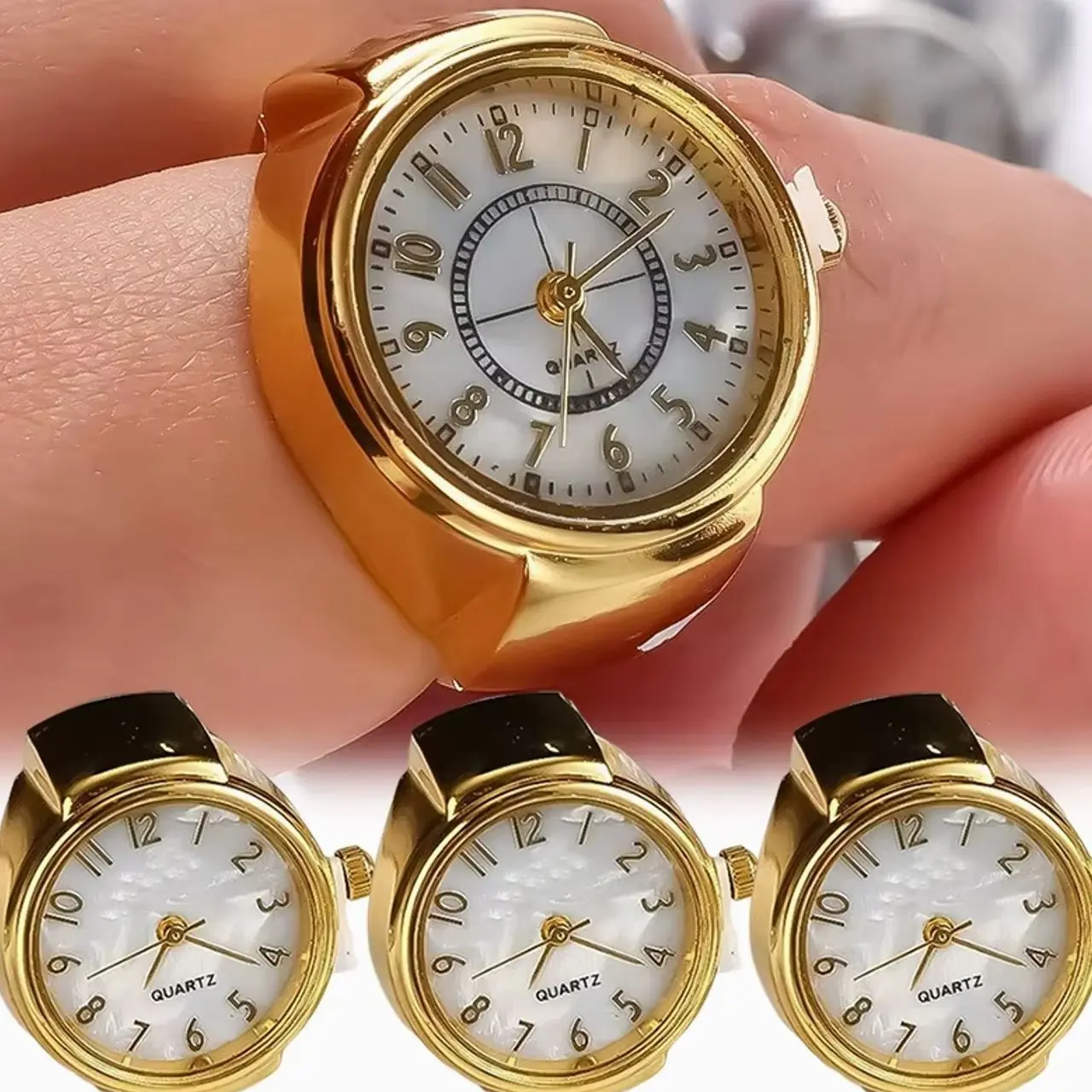 Finger Watch Ring, Creative Quartz Timepiece Jewelry, Unisex Trendy Accessory for Couples