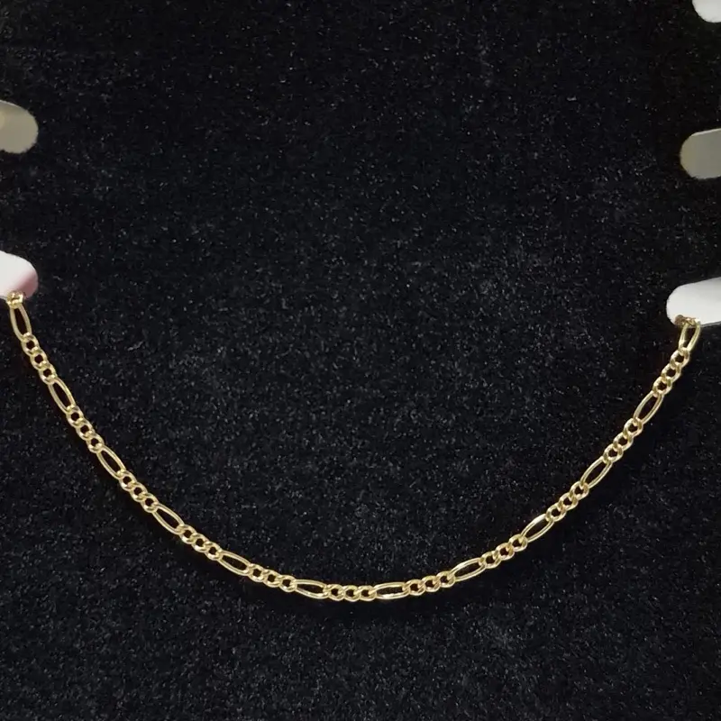 Figaro Chain Anklet 10 in Long, 1.77 mm Thick. 10K Real Gold.