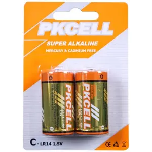 Pkcell  1.5V Alkaline C Size Battery, Pack of 2