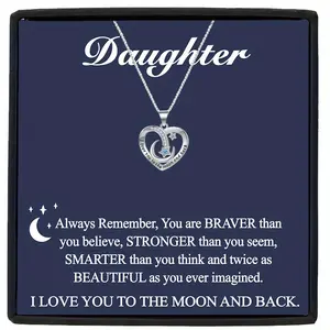 Daughter Moon Necklace, I Love You Moon to The Moon And Back, Birthday Gift, Graduation Gift, Christmas Gift