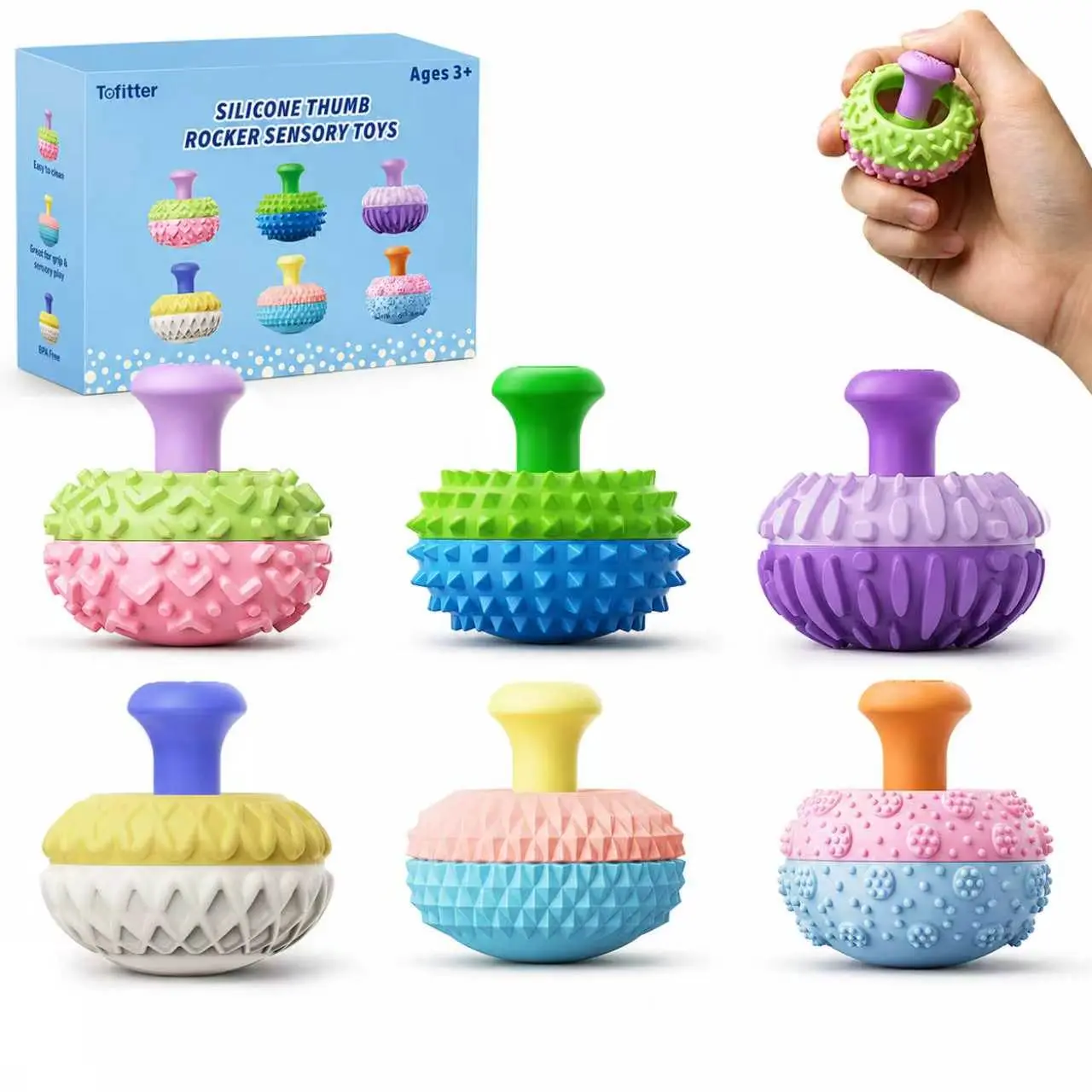 Calming Colour Thumb Rocker Fidget Toys 4/6PCS | Quiet Sensory Toy for ADHD, Anxiety Relief, Kids & Adults
