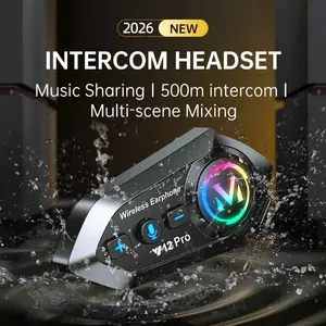 Y12 Pro Motorcycle Helmet Headset, Wireless Hands-Free Phone Kit, Mp3 Player, Speaker, Fm Radio, Soft Mic & Hard Mic Options